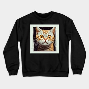 Funny Scared Ginger Cat Face, Cat Lover, Scaredy Cat Crewneck Sweatshirt